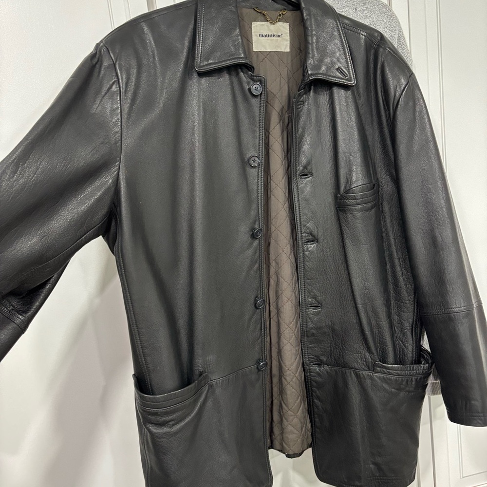 Vintage Black leather cowhide men’s coat by Martinique